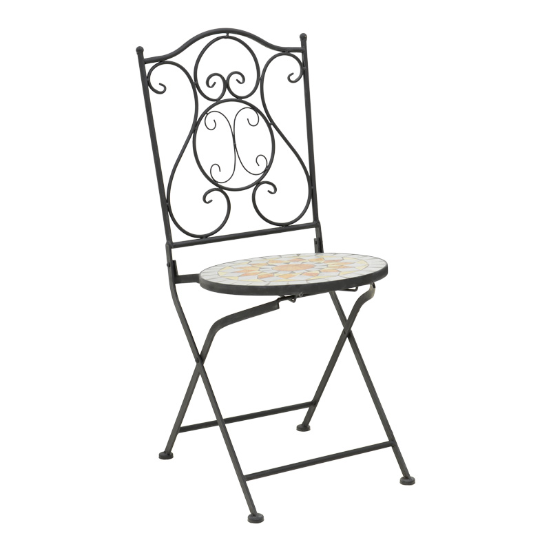 Τραπεζαρία Sellis Pakoworld Σετ 3Τεμ Μωσαικό-Μέταλλο Μαύρο