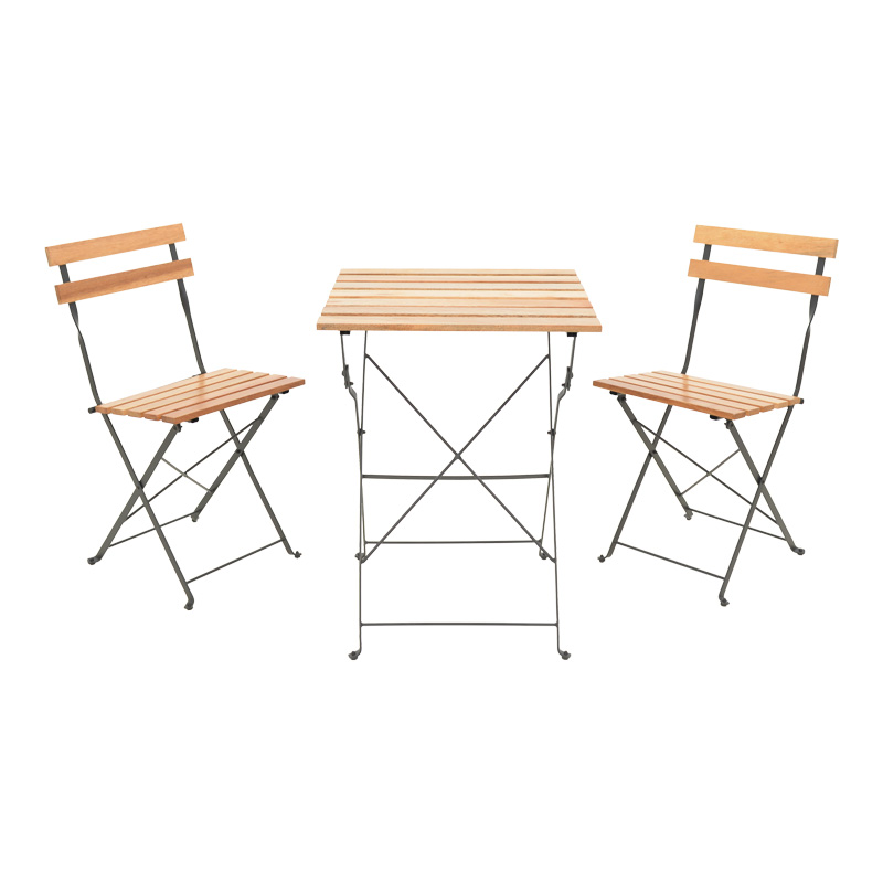 Τραπεζαρία Pometia Pakoworld Σετ 3Τεμ Ξύλο-Μέταλλο