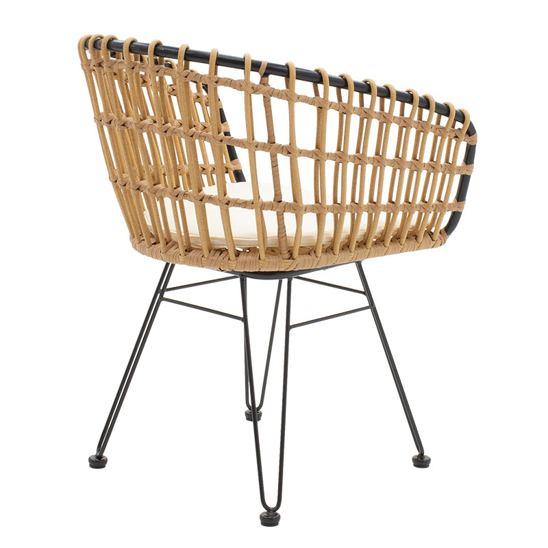 Πολυθρόνα Naoki Pakoworld Μαύρο Μέταλλο-Pe Φυσικό