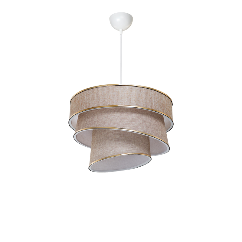 Φωτιστικό Οροφής Μονόφωτο Tazma Pakoworld Ύφασμα Σε Μπεζ Απόχρωση Φ38X65Εκ