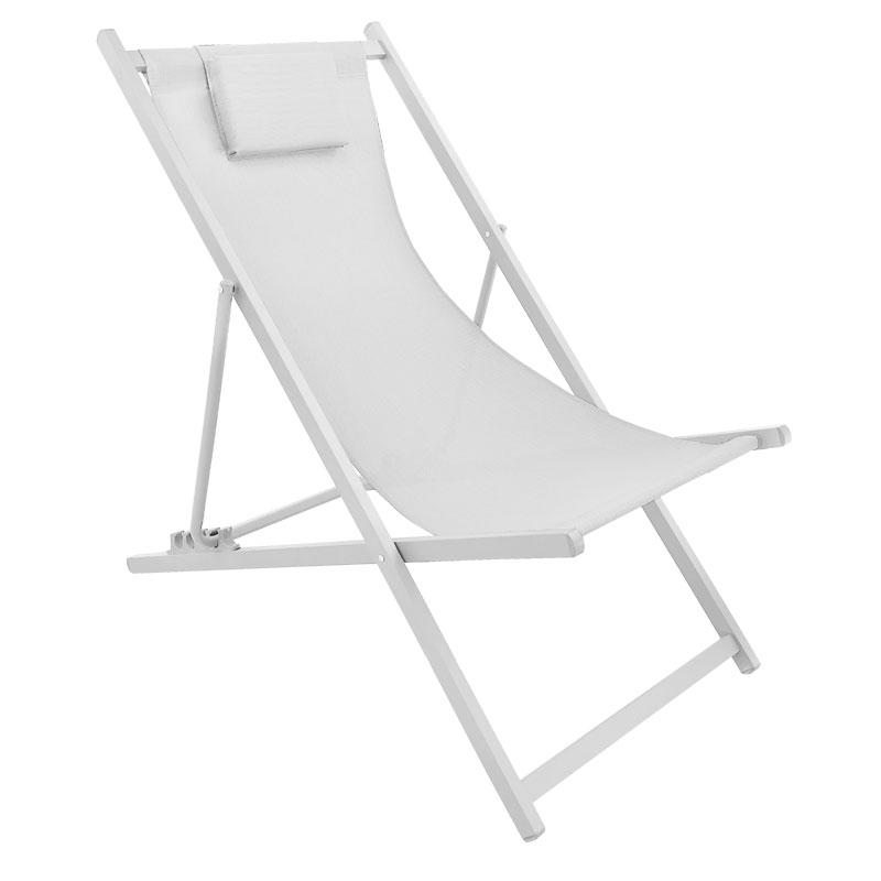 Σεζλόνγκ Επαγγελματική Corte Pakoworld Αλουμίνιο Λευκό-Textilene Μπεζ