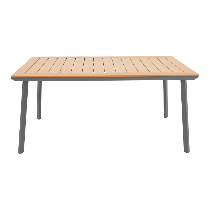 Τραπέζι Griffith Pakoworld Ανθρακί Αλουμίνιο Και Plywood Σε Φυσική Απόχρωση 160X90X74Εκ