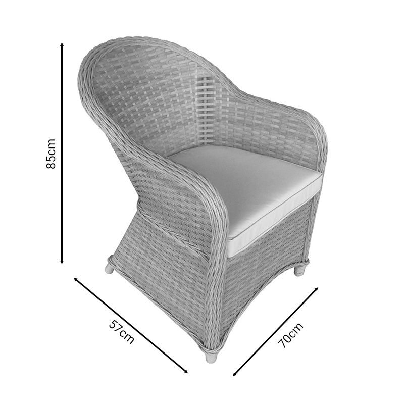 Πολυθρόνα Κήπου Hadrian Pakoworld Rattan Καφέ- Textilene Μπεζ 57X70X85Εκ