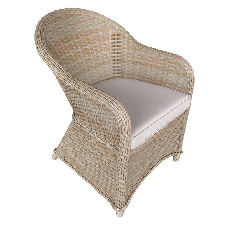 Πολυθρόνα Κήπου Hadrian Pakoworld Rattan Καφέ- Textilene Μπεζ 57X70X85Εκ