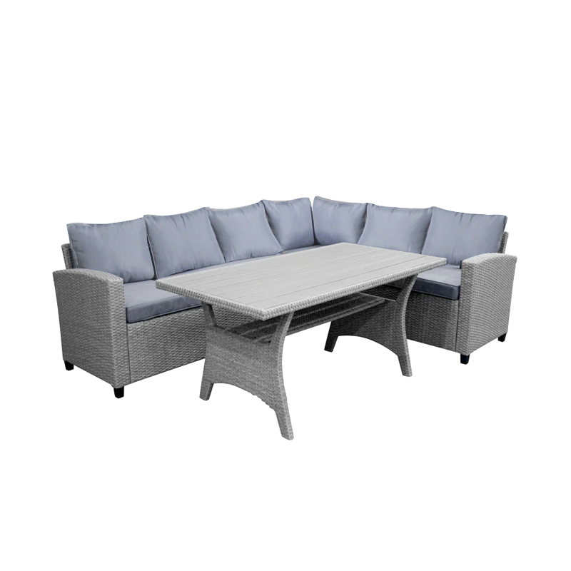 Σαλόνι Με Αναστρέψιμο Καναπέ Flashy Pakoworld Σετ 3Τμχ Ύφασμα Ανθρακί-Rattan Ανθρακί