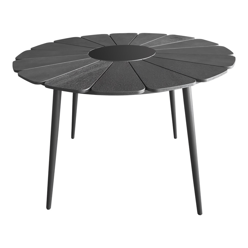 Τραπέζι Pinap Pakoworld Μαύρο Αλουμίνιο Και Plywood Σε Μαύρη Απόχρωση Φ110X74Εκ