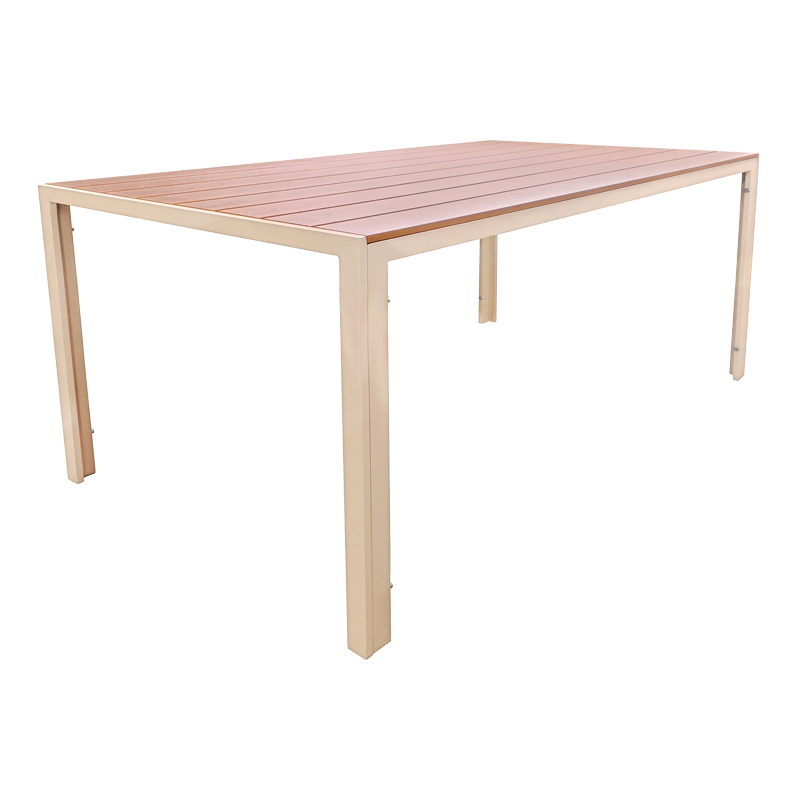 Τραπέζι Nares Pakoworld Σαμπανί Αλουμίνιο Plywood Σε Φυσική Απόχρωση 140X80X72.5Εκ