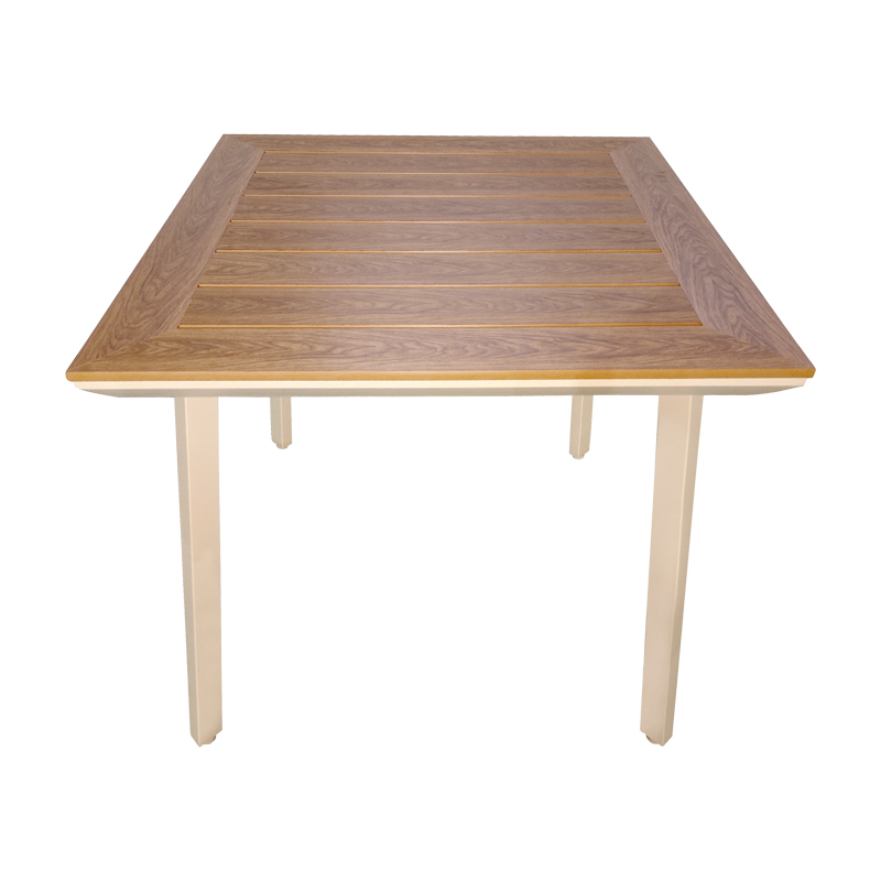Τραπέζι Synergy Pakoworld Αλουμίνιο Cappuccino-Plywood Σε Φυσική Απόχρωση 80X80X74Εκ