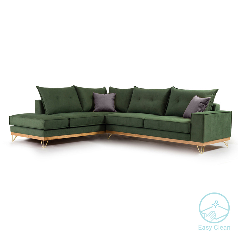 Γωνιακός Καναπές Δεξιά Γωνία Luxury Ii Pakoworld Ύφασμα Κυπαρισσί-Ανθρακί 290X235X95Εκ