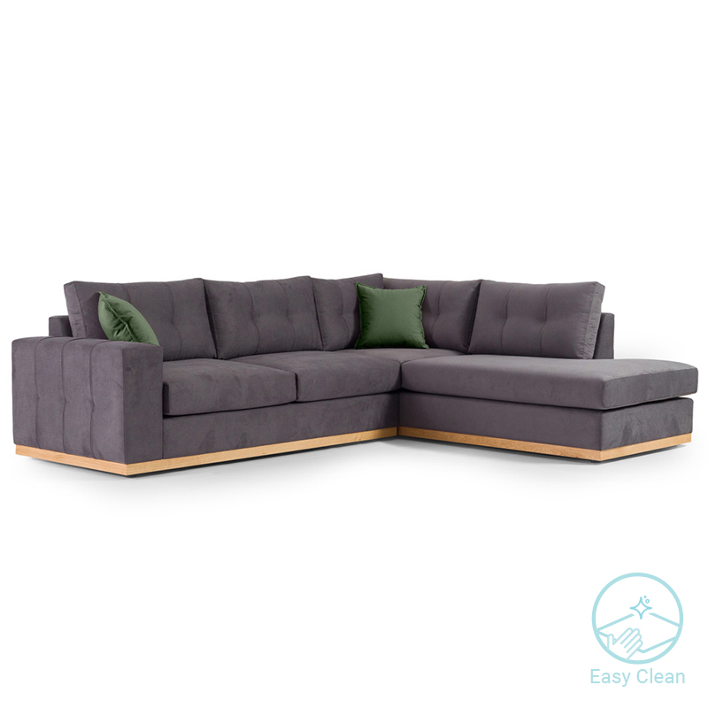 Γωνιακός Καναπές Αριστερή Γωνία Boston Pakoworld Ύφασμα Ανθρακί-Κυπαρισσί 280X225X90Εκ