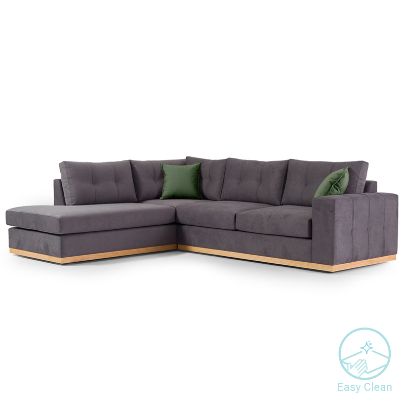 Γωνιακός Καναπές Δεξιά Γωνία Boston Pakoworld Ύφασμα Ανθρακί-Κυπαρισσί 280X225X90Εκ