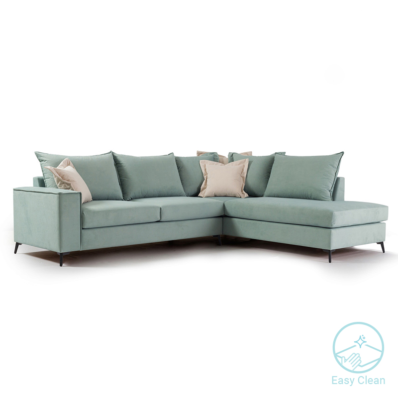 Γωνιακός Καναπές Αριστερή Γωνία Romantic Pakoworld Ύφασμα Ciel-Cream 290X235X95Εκ