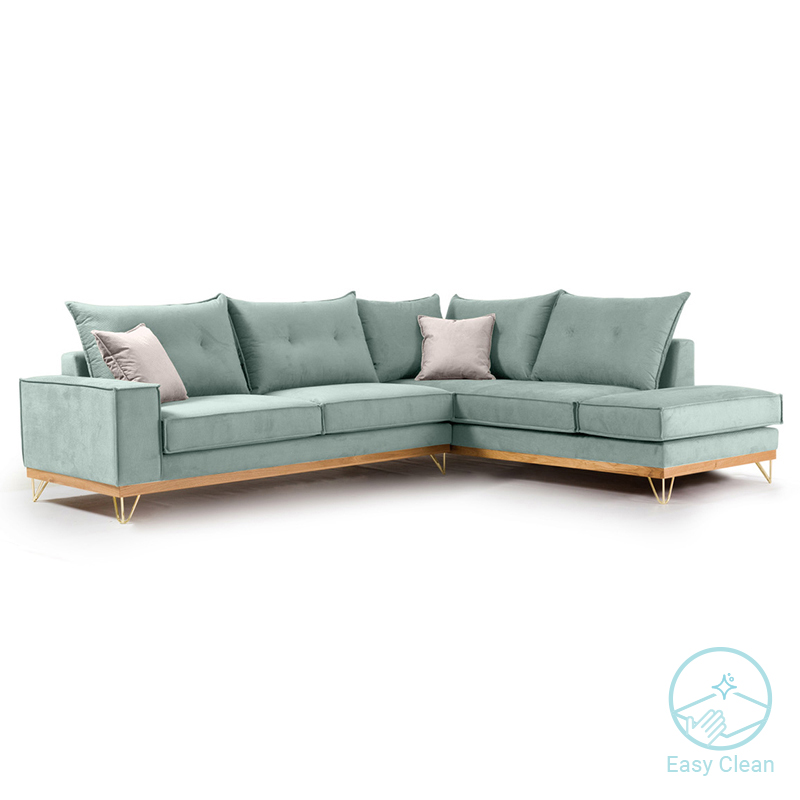 Γωνιακός Καναπές Αριστερή Γωνία Luxury Ii Pakoworld Ύφασμα Ciel-Cream 290X235X95Εκ