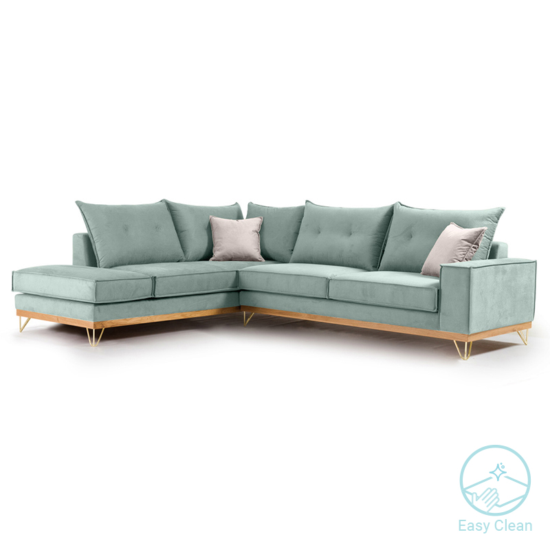 Γωνιακός Καναπές Δεξιά Γωνία Luxury Ii Pakoworld Ύφασμα Ciel-Cream 290X235X95Εκ