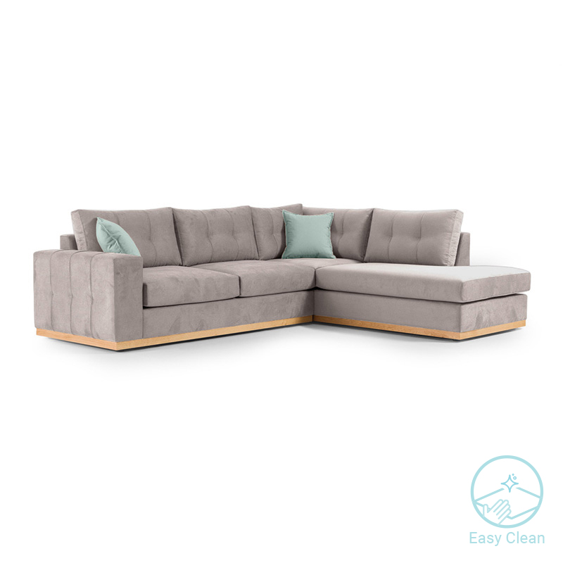 Γωνιακός Καναπές Αριστερή Γωνία Boston Pakoworld Ύφασμα Elephant-Ciel 280X225X90Εκ