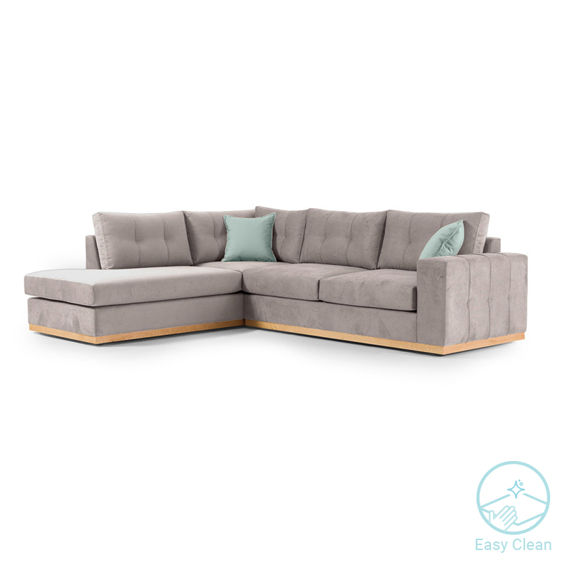 Γωνιακός Καναπές Δεξιά Γωνία Boston Pakoworld Ύφασμα Elephant-Ciel 280X225X90Εκ