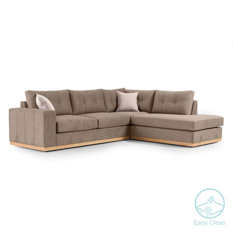 Γωνιακός Καναπές Αριστερή Γωνία Boston Pakoworld Ύφασμα Mocha-Cream 280X225X90Εκ