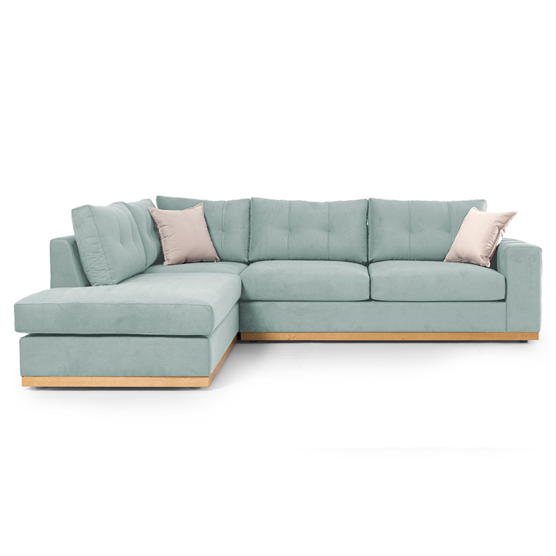 Γωνιακός Καναπές Δεξιά Γωνία Boston Pakoworld Ύφασμα Ciel-Cream 280X225X90Εκ