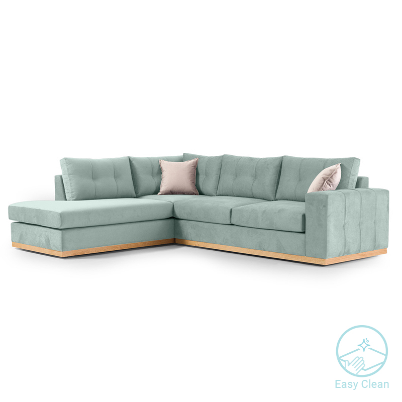 Γωνιακός Καναπές Δεξιά Γωνία Boston Pakoworld Ύφασμα Ciel-Cream 280X225X90Εκ