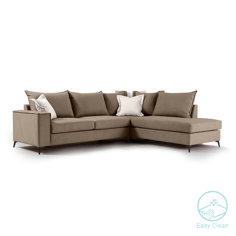 Γωνιακός Καναπές Αριστερή Γωνία Romantic Pakoworld Ύφασμα Mocha-Cream 290X235X95Εκ