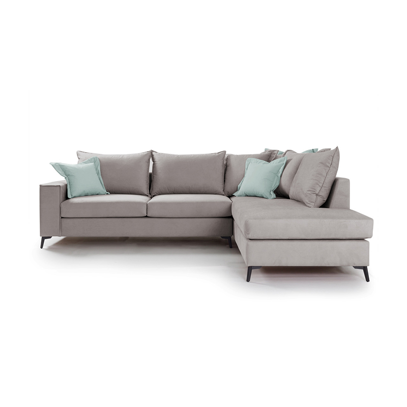 Γωνιακός Καναπές Αριστερή Γωνία Romantic Pakoworld Ύφασμα Elephant-Ciel 290X235X95Εκ