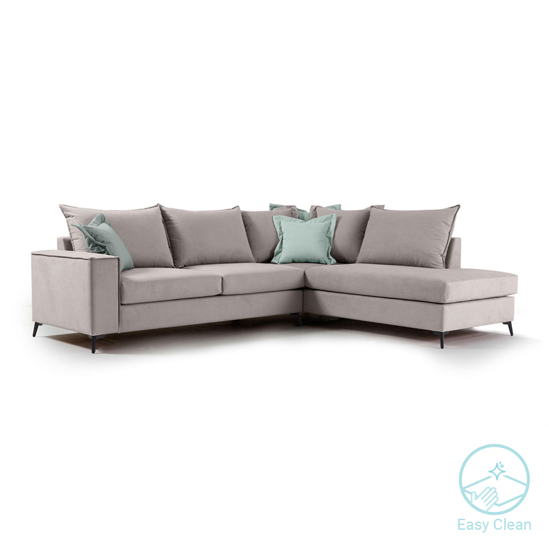 Γωνιακός Καναπές Αριστερή Γωνία Romantic Pakoworld Ύφασμα Elephant-Ciel 290X235X95Εκ