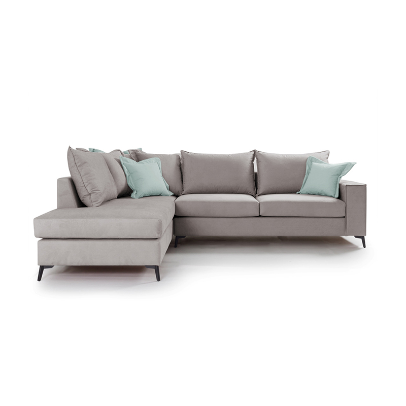 Γωνιακός Καναπές Δεξιά Γωνία Romantic Pakoworld Ύφασμα Elephant-Ciel 290X235X95Εκ