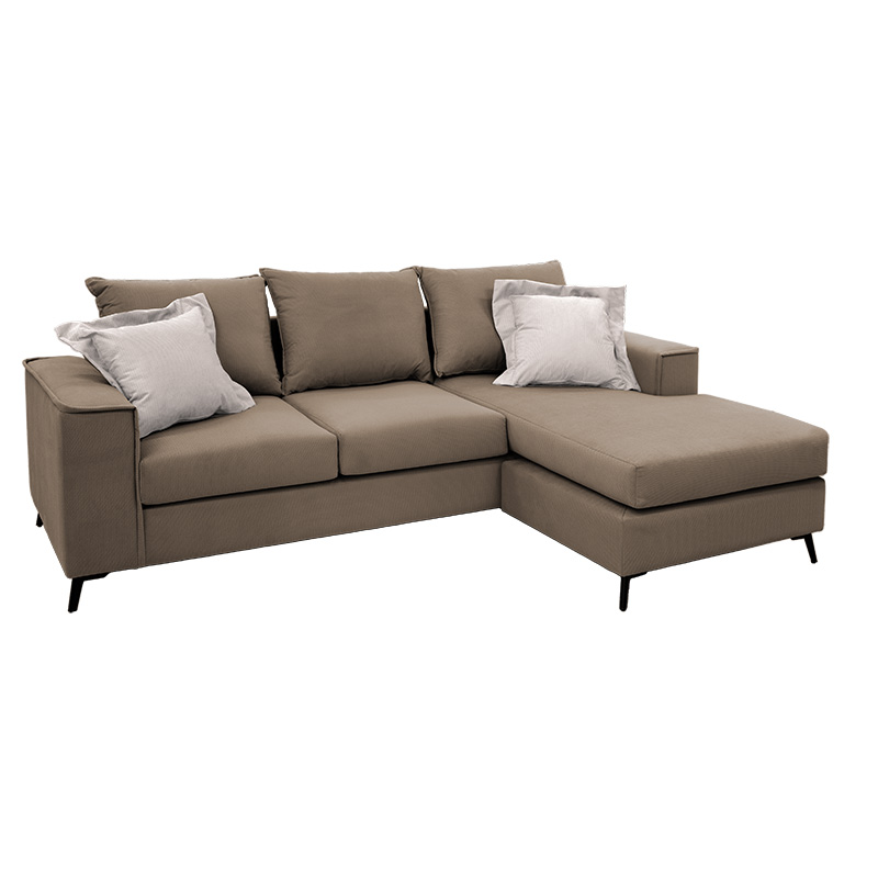 Γωνιακός Καναπές Fabulous Pakoworld Αναστρέψιμος Ύφασμα Mocha-Cream 240X165X95Εκ