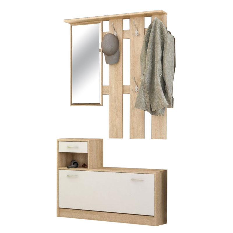 Έπιπλο Εισόδου Jamie Pakoworld Φυσικό-Λευκό 100X27.5X187Εκ