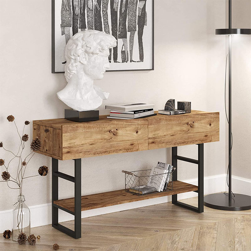 Κονσόλα Vien Pakoworld Oak-Μαύρο 139X43X75,5Εκ