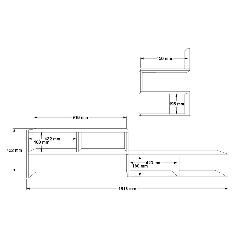 Σύνθετο Σαλονιού Kakomo Pakoworld Σε Λευκή-Φυσική Απόχρωση 170X29.5X43Εκ