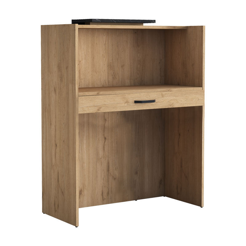 Γραφείο Reception Zowel Pakoworld Με Led Μελαμίνης Φυσικό-Ανθρακί 90X40X110Εκ