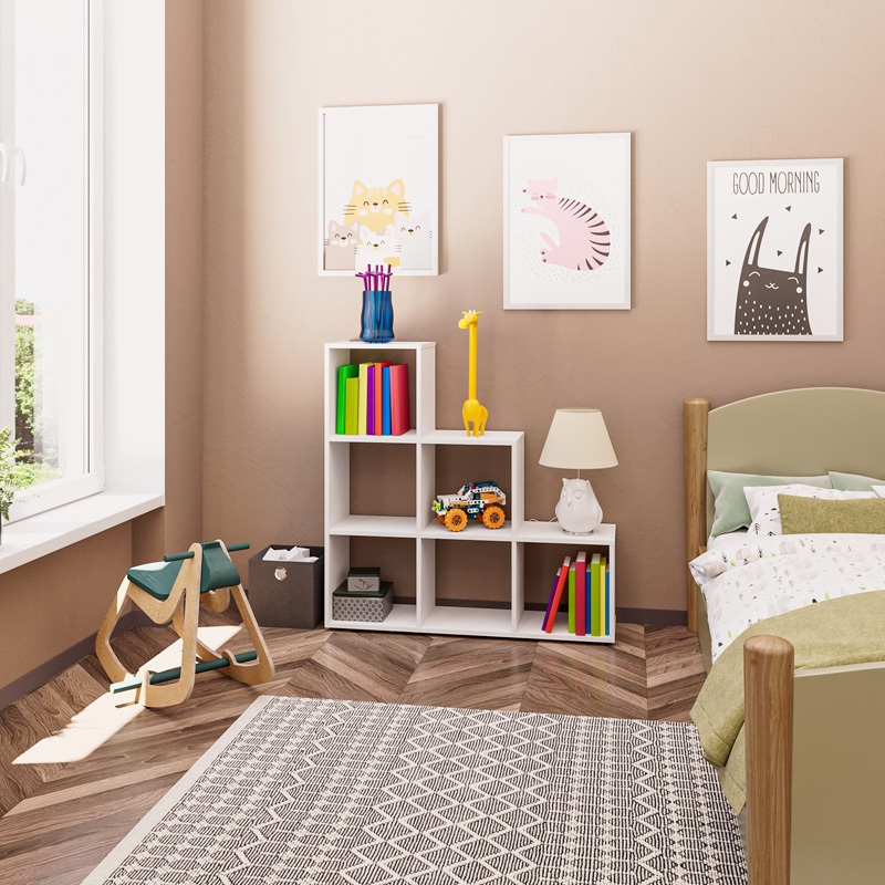 Βιβλιοθήκη Schody Pakoworld Σε Λευκή Απόχρωση 105.5X29.2X107Εκ