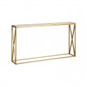 Κονσόλα Μεταλλική Με Γυάλινη Επιφάνεια Kantoo Pakoworld Σε Χρυσή Απόχρωση 120X25X75Εκ