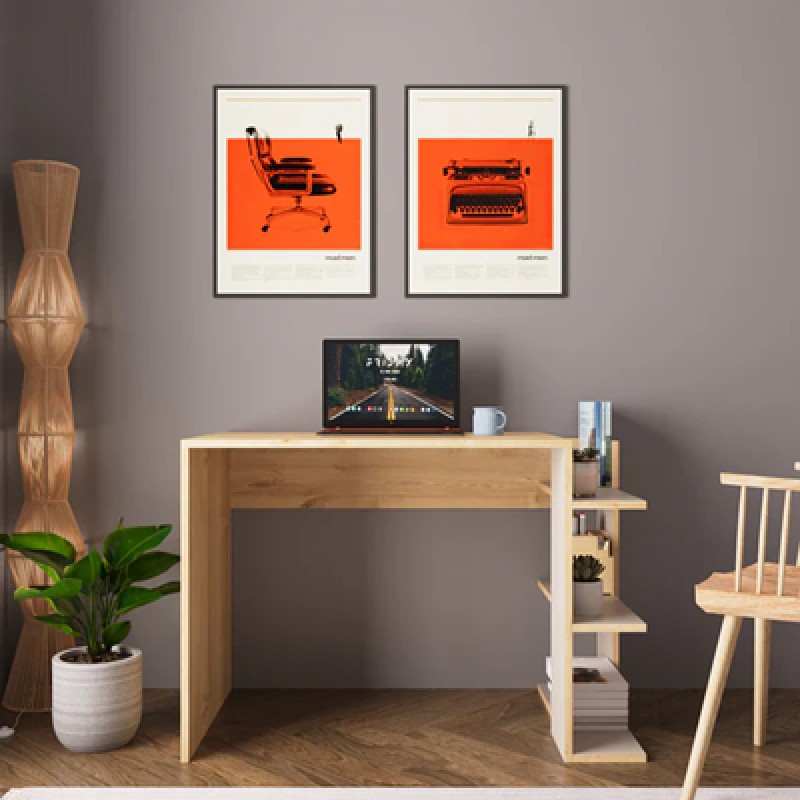 Γραφείο Εργασίας Toska Pakoworld Σε Oak- Sandstone Απόχρωση 114X56X76Εκ