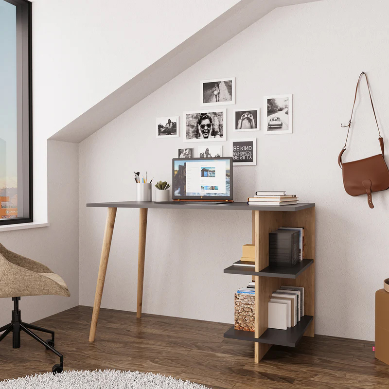 Γραφείο Εργασίας Volet Pakoworld Σε Oak- Ανθρακί Απόχρωση 114X56X76Εκ