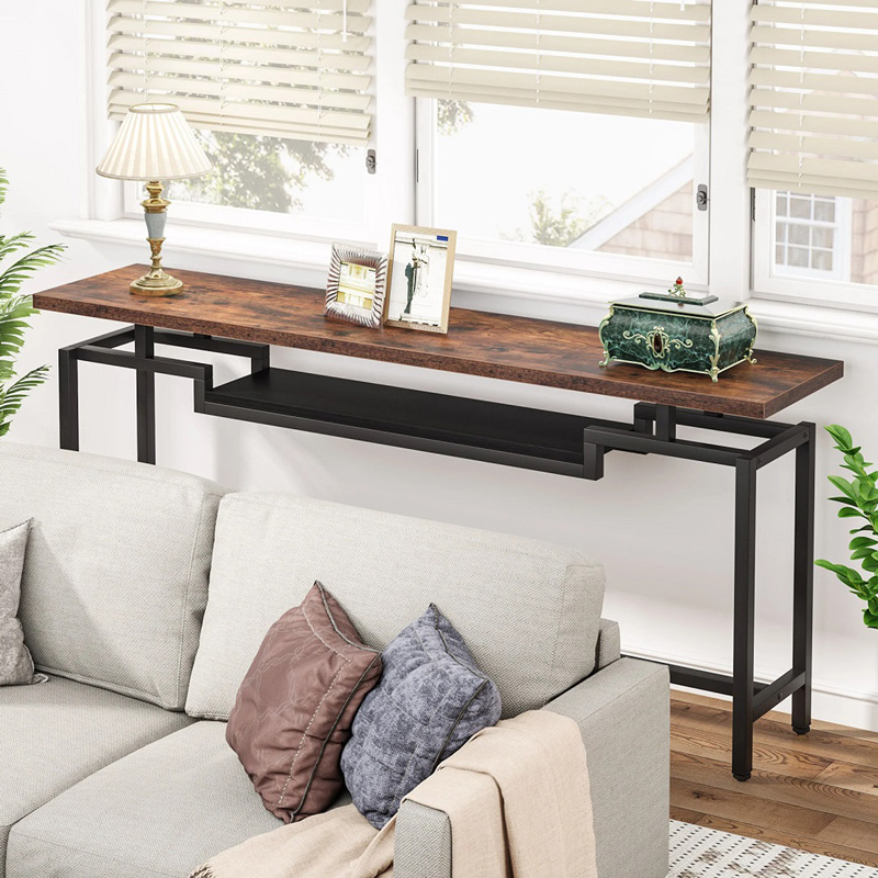 Κονσόλα Onole Pakoworld Σε Καρυδί - Μαύρο Μέταλλο 180X35X82Εκ