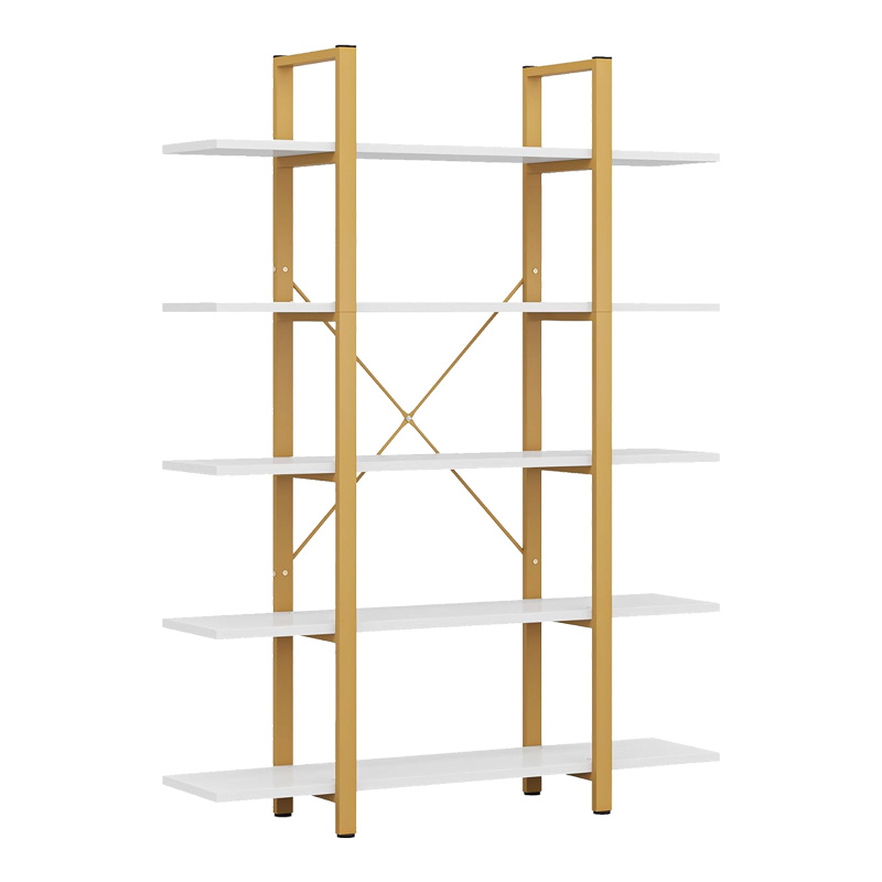 Βιβλιοθήκη Esthon Pakoworld Σε Λευκή Όψη Μαρμάρου Με Χρυσό Μέταλλο 120X32X180Εκ