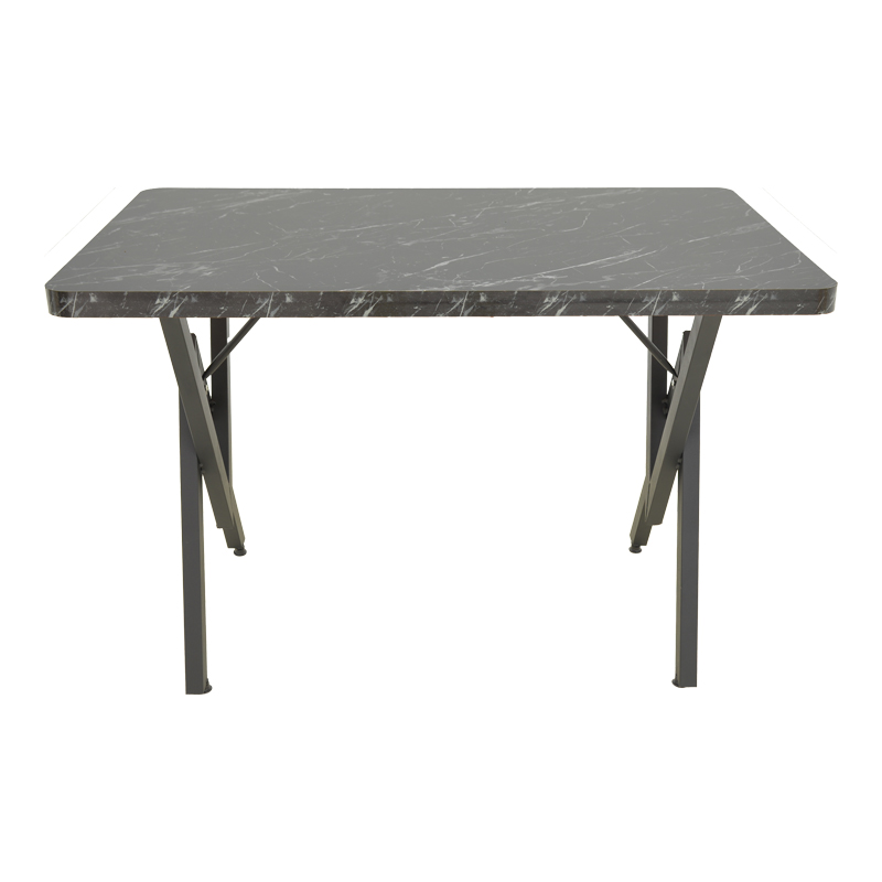 Τραπέζι Vertex Pakoworld Μαυρο Εφέ Μαρμάρου Με Μαύρα Μεταλλικά Πόδια 110X70X72Εκ