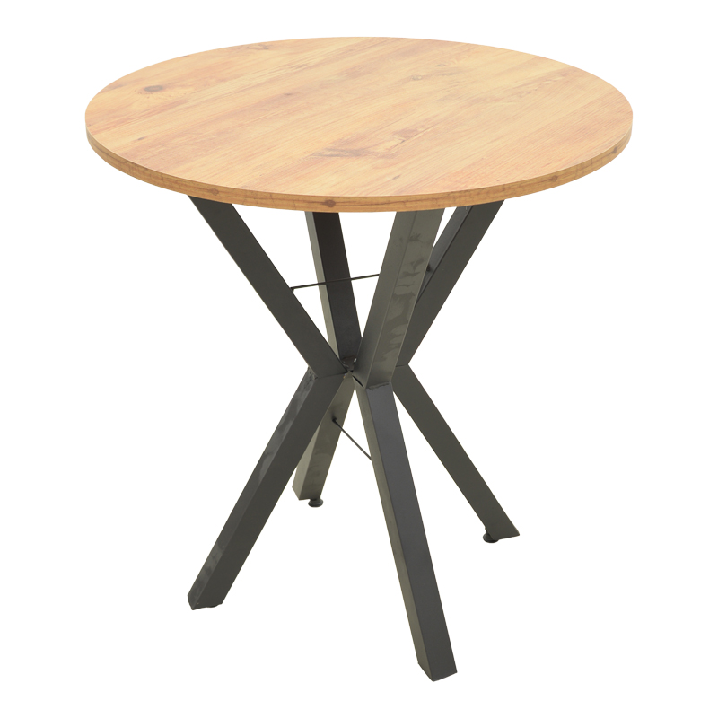 Τραπέζι Rogue Pakoworld Φυσική Απόχρωση Με Μαύρα Μεταλλικά Πόδια Φ70X72Εκ