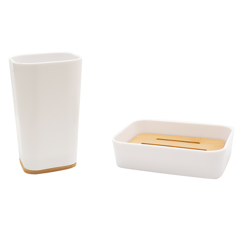 Σετ Αξεσουάρ Μπάνιου Nature Pakoworld 2Τμχ Pp Χρώμα Λευκό