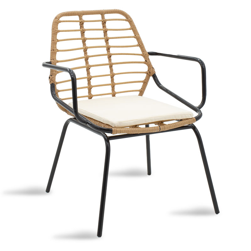 Σαλόνι Gaus-Naoki Σετ 3Τεμ Pakoworld Μέταλλο Μαύρο Pe Φυσικό