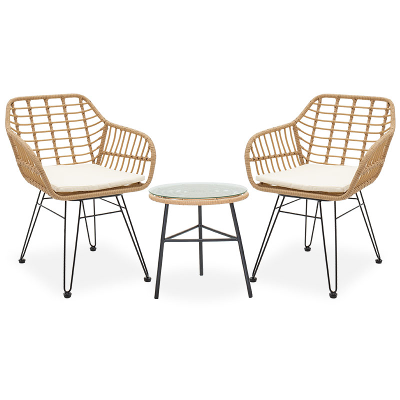 Σαλόνι Gaus-Naoki Σετ 3Τεμ Pakoworld Μέταλλο Μαύρο-Pe Φυσικό.