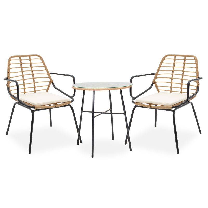 Τραπεζαρία Gaus-Naoki Σετ 3Τεμ Pakoworld Μέταλλο Μαύρο Pe Φυσικό