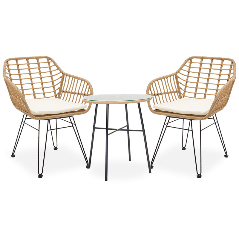 Τραπεζαρία Gaus-Naoki Σετ 3Τεμ Pakoworld Μέταλλο Μαύρο-Pe Φυσικό.