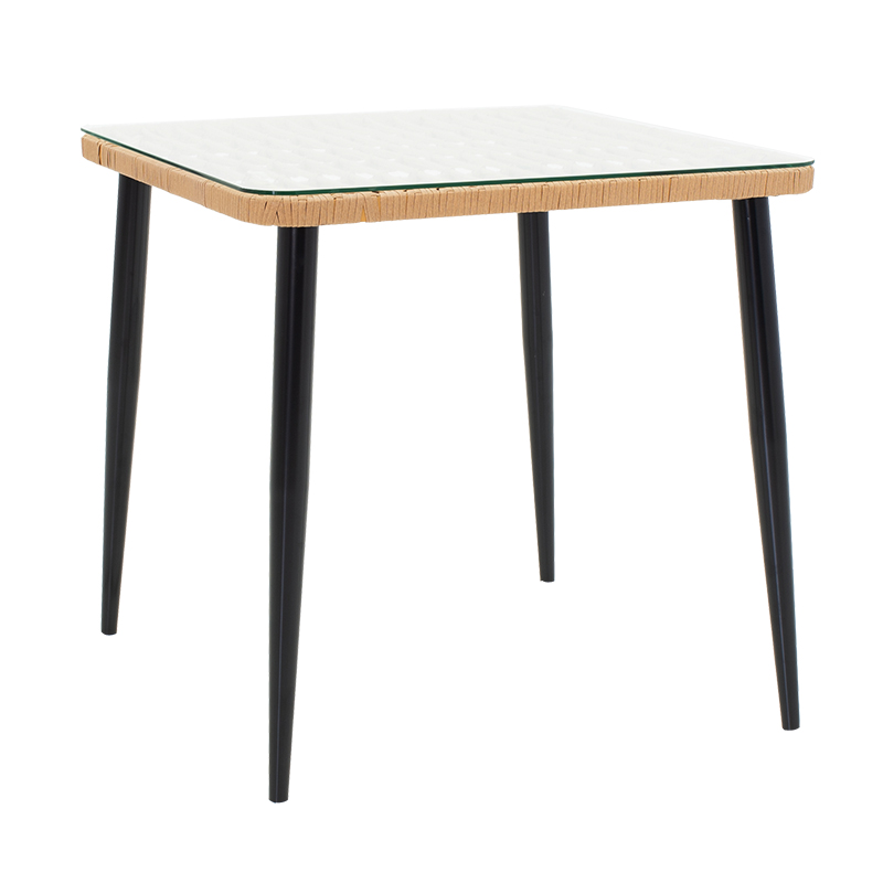 Τραπεζαρία Naoki Σετ 3Τεμ Pakoworld Pe Φυσικό-Μέταλλο Μαύρο