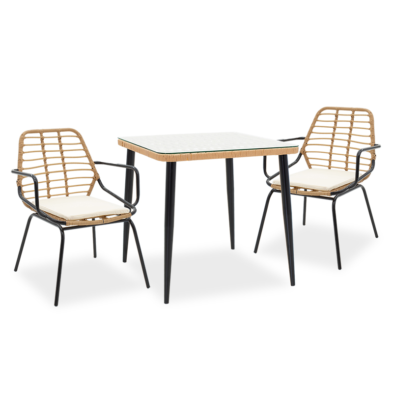 Τραπεζαρία Naoki Σετ 3Τεμ Pakoworld Pe Φυσικό-Μέταλλο Μαύρο