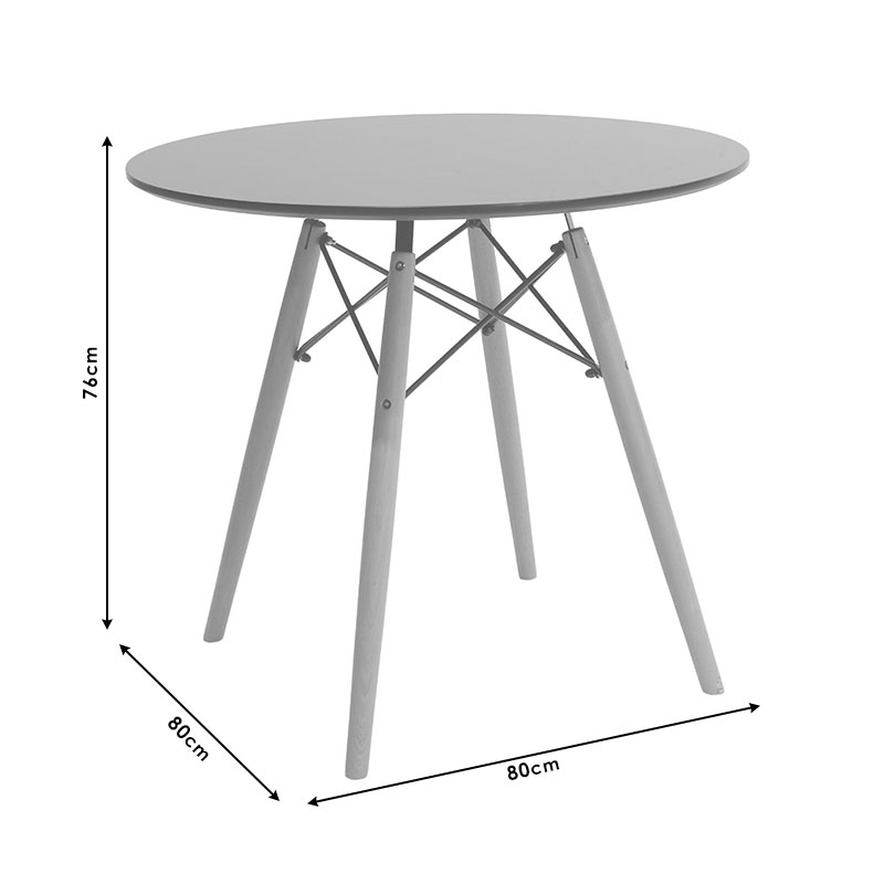 Τραπεζαρία Julita Pakoworld Σετ 5Τεμ Σε Απόχρωση Μαύρο-Φυσικό Φ80X73Εκ