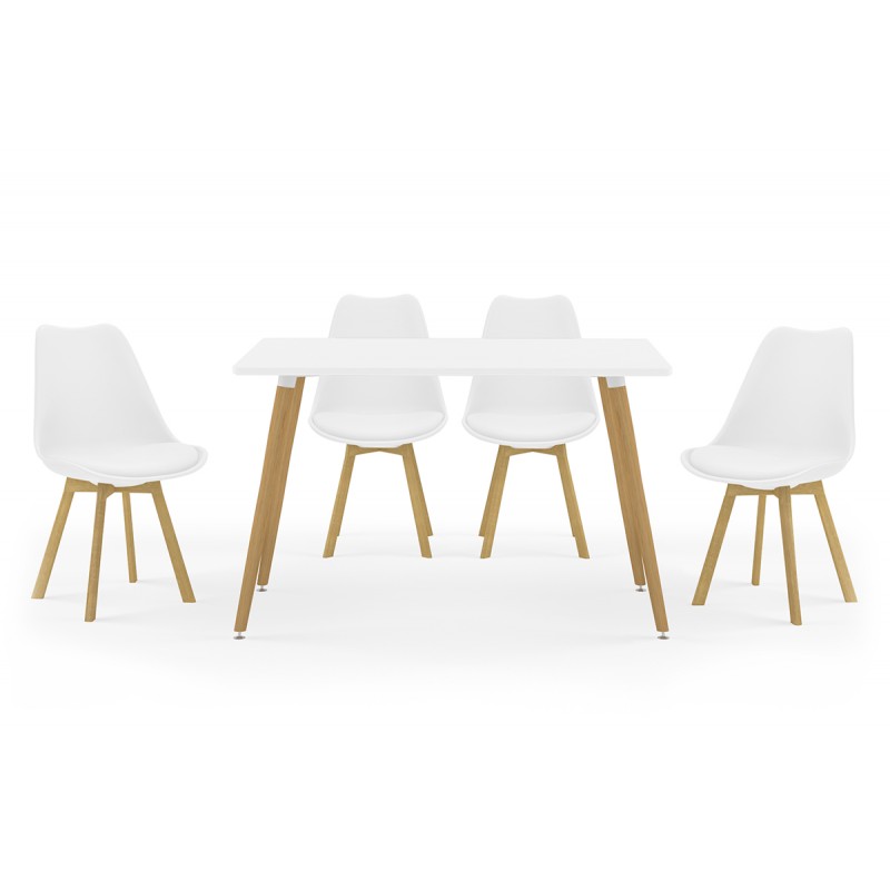 Tραπεζαρία Natali-Gaston Σετ 5Τμχ Λευκό Σε Απόχρωση Λευκό-Φυσικό 120X80X73Εκ