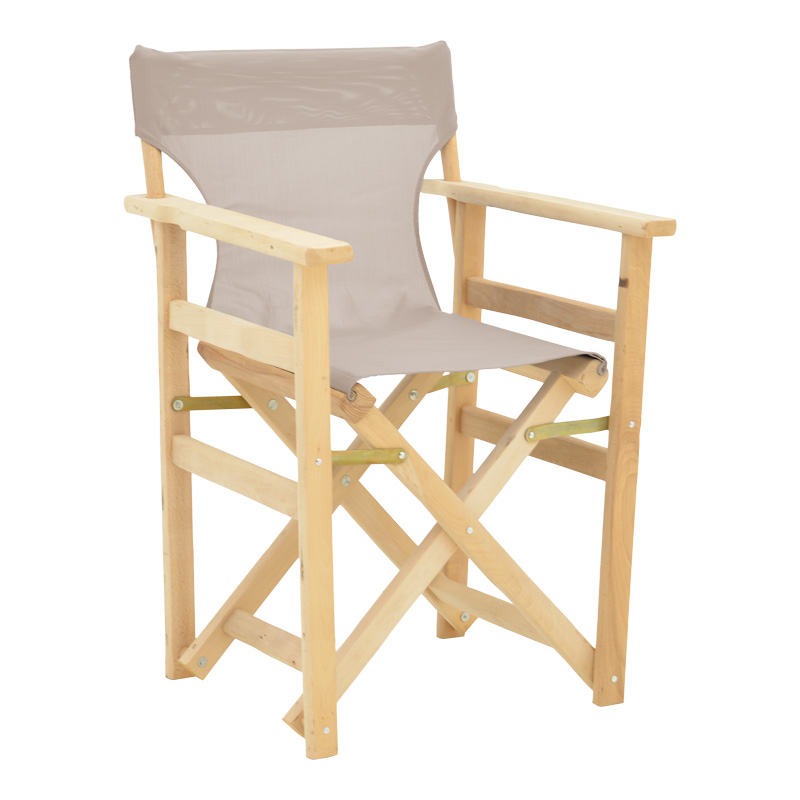 Καρέκλα-Πολυθρόνα Σκηνοθέτη Kompa Pakoworld Μασίφ Σε Απόχρωση Άβαφου Ξύλου-Πανί Nexus Γκρι-Μπεζ